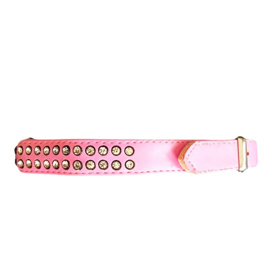 (image for) Beaupets Collar Vinyl 2Row Jewel 40Mm Pink - Click Image to Close