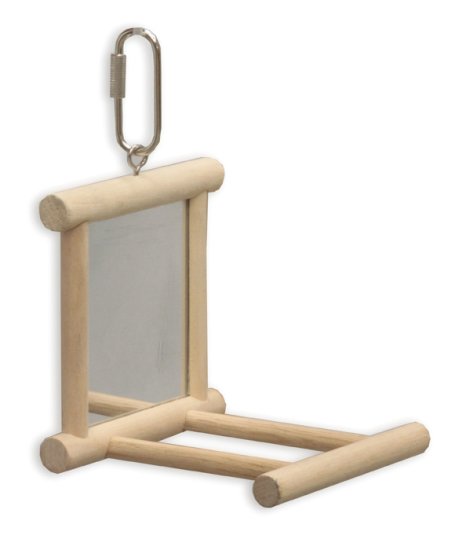 (image for) Kazoo Mirror With Perch Wooden Large - Click Image to Close