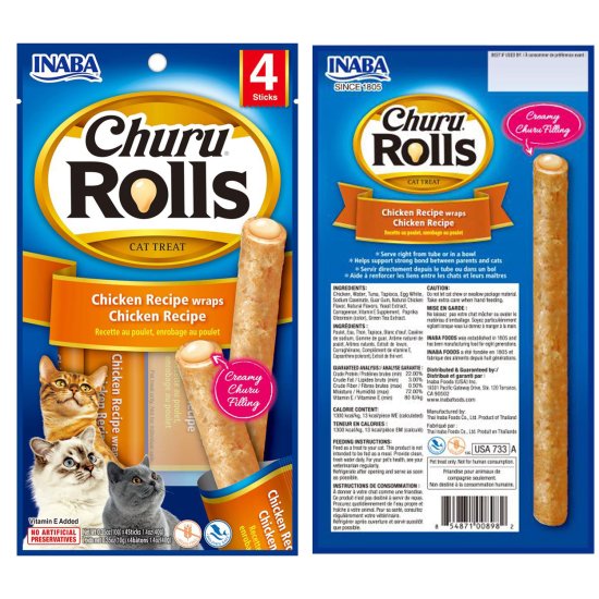 (image for) INABA Cat Churu Rolls 4Pack 40g Chicken - Click Image to Close