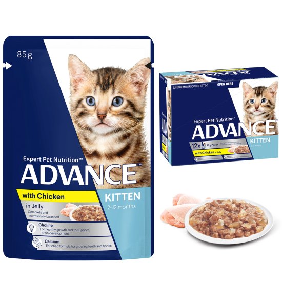 (image for) Advance Cat Wet 12x85g Jelly Kitten Chicken - Click Image to Close