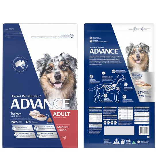 (image for) Advance Dog Adult Medium Turkey 3kg - Click Image to Close
