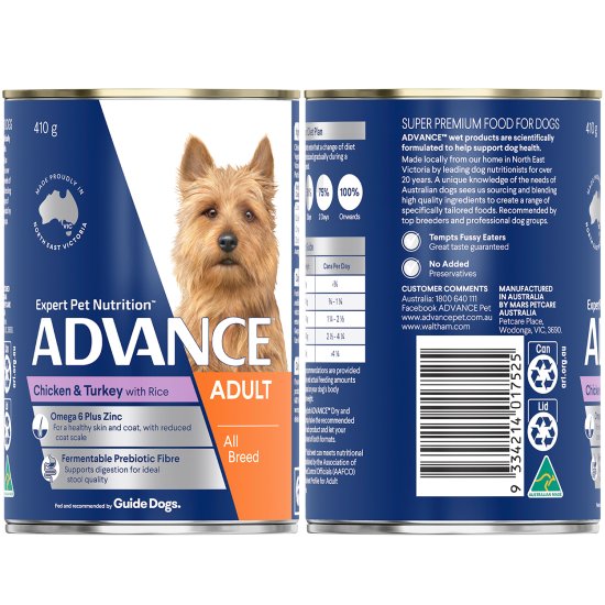 (image for) Advance Dog Wet 12X410g Medium Adult With Chicken Turkey Rice - Click Image to Close