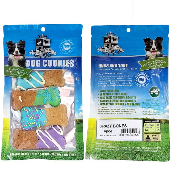 (image for) Huds Toke Cookie Crazy Dog Bone 4Pack 8cm - Click Image to Close