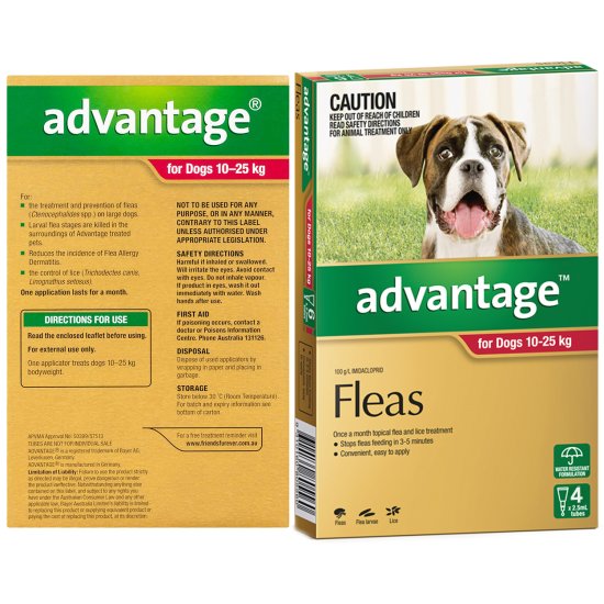 (image for) Advantage Dog 10-25Kg Large Red 4Pack - Click Image to Close