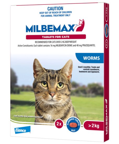 (image for) Milbemax Allwormer For Cats 2-8kg 2 Tablets - Click Image to Close
