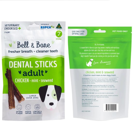 (image for) Bell & Bone Dental Chews 231g 7pk Large over 25kg Chicken - Click Image to Close