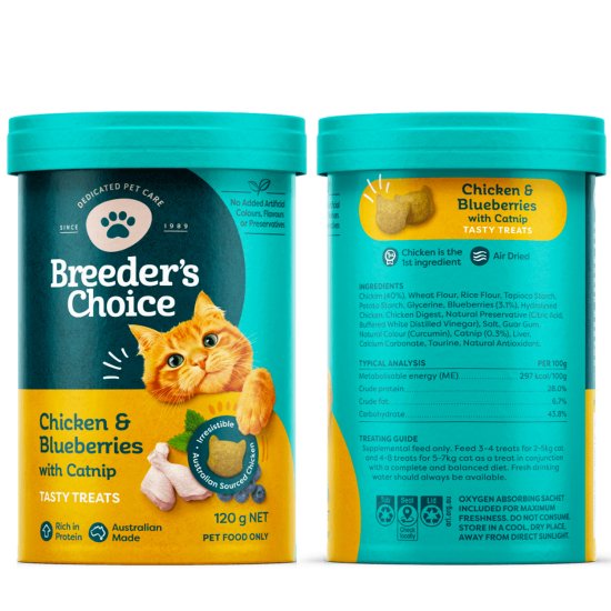 (image for) Breeders Choice Cat Treats 120g Chicken Blueberries - Click Image to Close