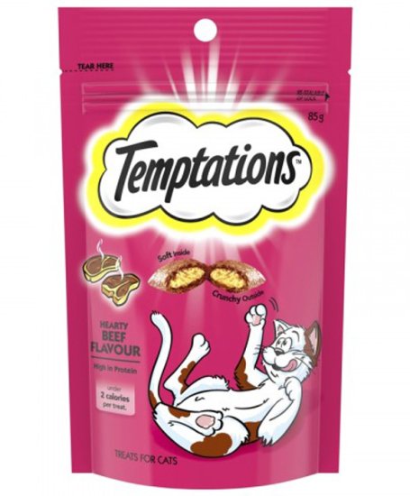 (image for) Temptations for Cats Hearty Beef 85g - Click Image to Close