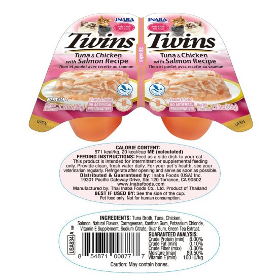 (image for) INABA Cat Twins 2Pack 70g Tuna Chicken Salmon - Click Image to Close