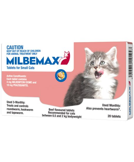 (image for) Milbemax Allwormer For Small Cats 0.5-2kg 20 Tablets - Click Image to Close