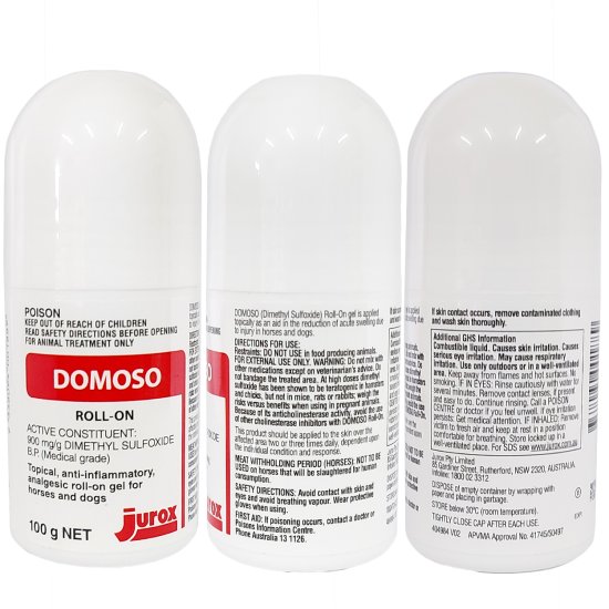 (image for) Jurox Domoso Roll-On 100g Topical anti-flammatory analgesic for dogs and horses - Click Image to Close