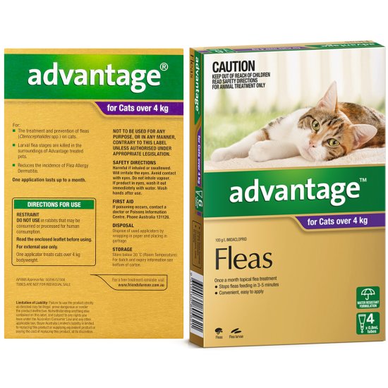(image for) Advantage Cat Over 4Kg Large Purple 4Pack - Click Image to Close