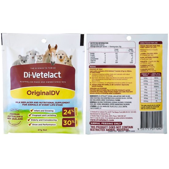 (image for) Di-Vetelact Sachet 27g Low lactose Animal Supplement - Click Image to Close
