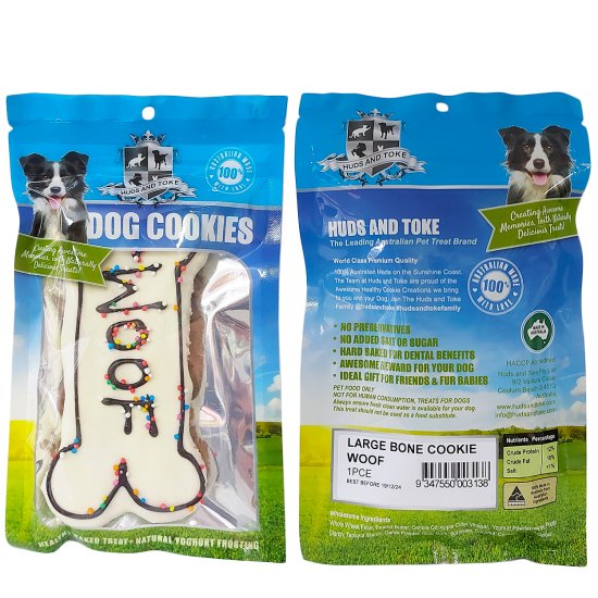 (image for) Huds Toke Cookie Woof Bone Large 1Pack 14cm - Click Image to Close