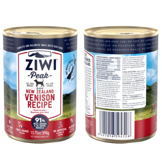 (image for) Ziwi Peak Dog Food Can 390g Venison - Click Image to Close