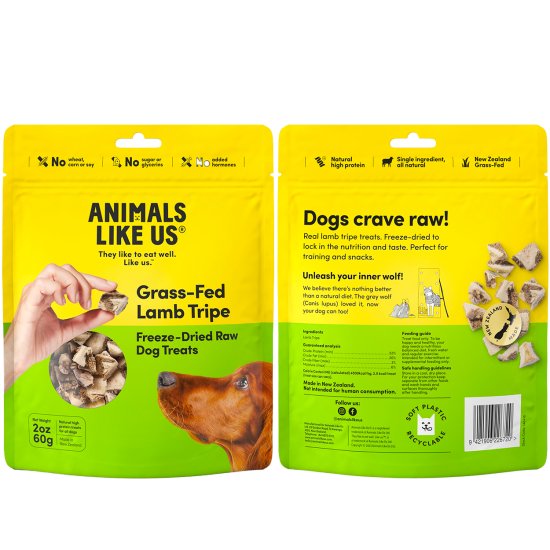 (image for) Animals Like Us Dog Dried Treats 85g Lamb Tripe - Click Image to Close