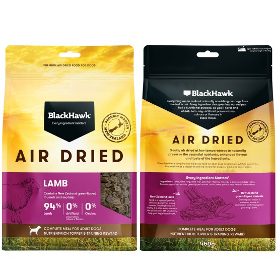 (image for) Black Hawk Dog Air Dried 450g Lamb - Click Image to Close