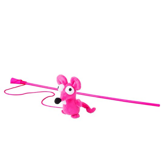 (image for) Rogz Cat Teaser Toy Wand 80cm Pink Mouse - Click Image to Close