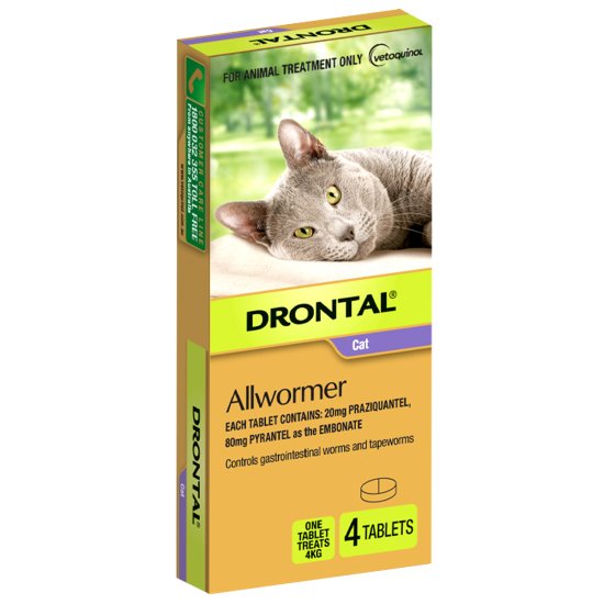 (image for) Drontal Allwormer for Cats 4kg Tablet 4Pack - Click Image to Close