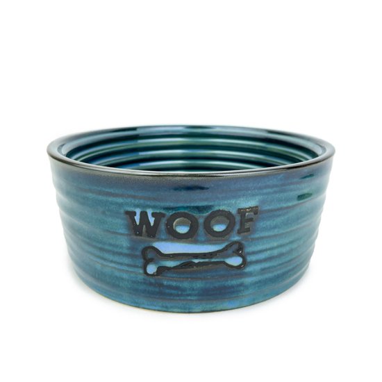(image for) Barkley+Bella Bowl Ceramic Woof Blue Small 450ml - Click Image to Close
