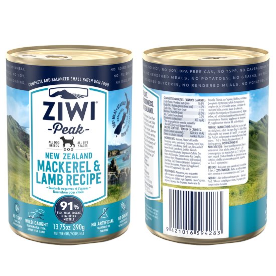 (image for) Ziwi Peak Dog Food Can 390g Mackerel Lamb - Click Image to Close