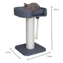 (image for) Kazoo Scratch Post High Bed w/Rope Gray Cream 60x60x100cm