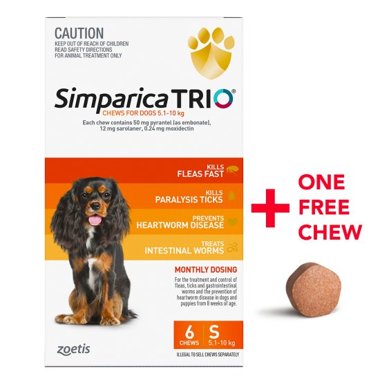 (image for) Simparica Trio 6Pack 5.1-10kg Small - Click Image to Close