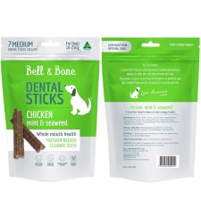 (image for) Bell & Bone Dental Chews 182g 7pk Medium 10-25kg Chicken