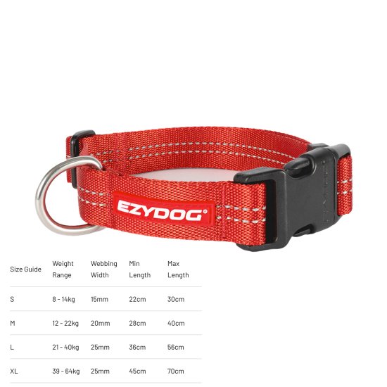 (image for) Ezydog Essential Collar Adjustable S Red - Click Image to Close