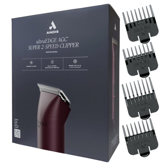 (image for) Andis SuperDuty AGC2 Brushless Pro Grade Pet Clipper 2 Speed Burgundy with 4 Guide Combs - Click Image to Close