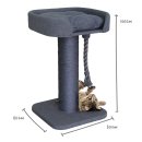 (image for) Kazoo Scratch Post High Bed w/Rope Gray 60x60x100cm