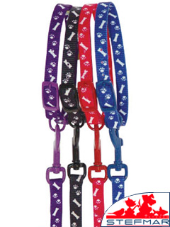 (image for) Beaupets Puppy Collar & Lead Set Paws/Bones Black - Click Image to Close